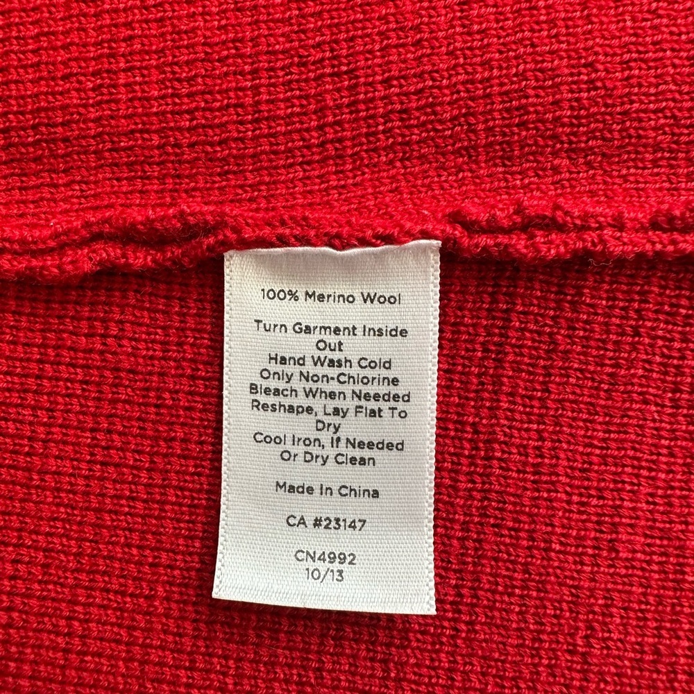 Talbots 100% Merino Wool Long Knit Open Concept Cardigan Red Zip Pockets Size XS - Picture 4 of 7